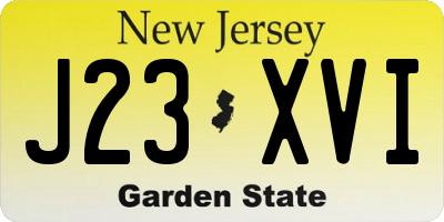 NJ license plate J23XVI