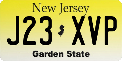 NJ license plate J23XVP