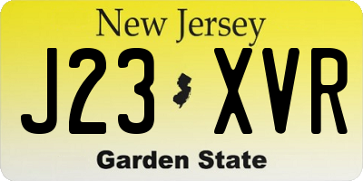 NJ license plate J23XVR