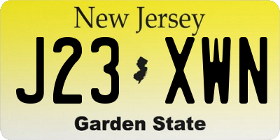 NJ license plate J23XWN