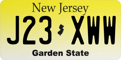 NJ license plate J23XWW