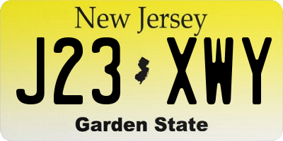 NJ license plate J23XWY
