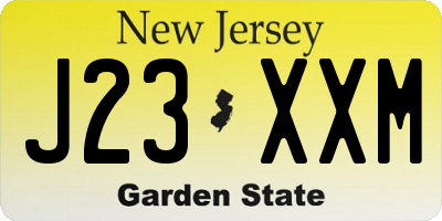 NJ license plate J23XXM