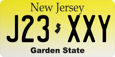 NJ license plate J23XXY