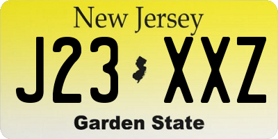NJ license plate J23XXZ