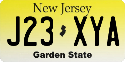 NJ license plate J23XYA