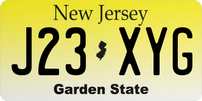 NJ license plate J23XYG