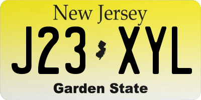 NJ license plate J23XYL
