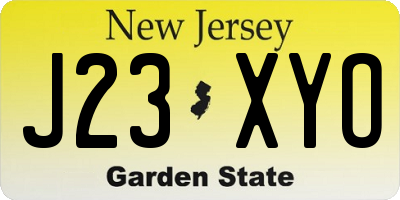 NJ license plate J23XYO