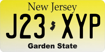 NJ license plate J23XYP