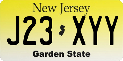 NJ license plate J23XYY