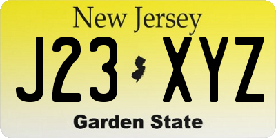NJ license plate J23XYZ