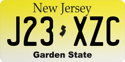 NJ license plate J23XZC