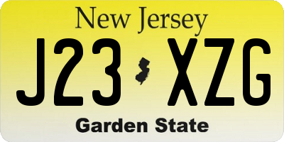 NJ license plate J23XZG