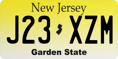 NJ license plate J23XZM