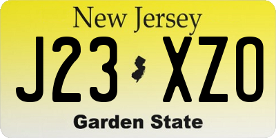 NJ license plate J23XZO