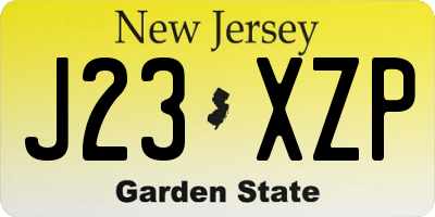 NJ license plate J23XZP