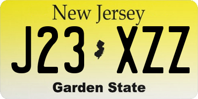 NJ license plate J23XZZ