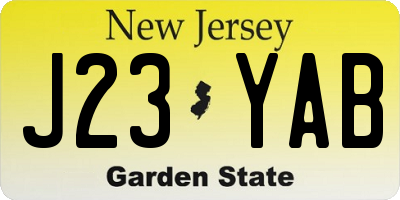 NJ license plate J23YAB