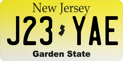 NJ license plate J23YAE