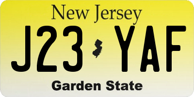 NJ license plate J23YAF