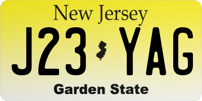 NJ license plate J23YAG