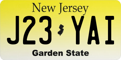 NJ license plate J23YAI