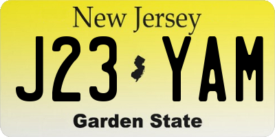 NJ license plate J23YAM