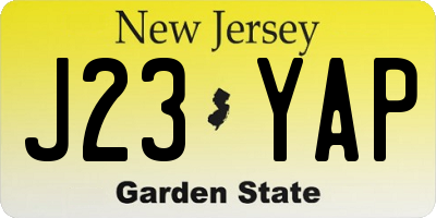 NJ license plate J23YAP