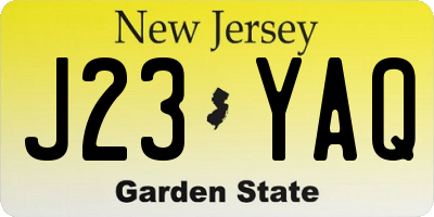 NJ license plate J23YAQ