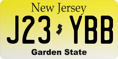 NJ license plate J23YBB