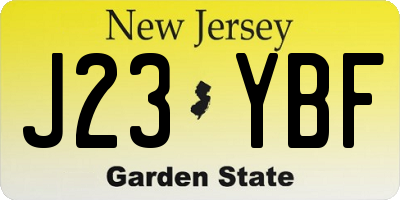 NJ license plate J23YBF
