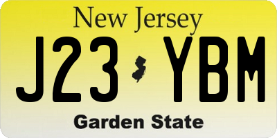 NJ license plate J23YBM