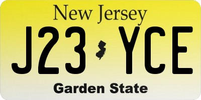 NJ license plate J23YCE