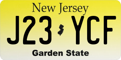NJ license plate J23YCF