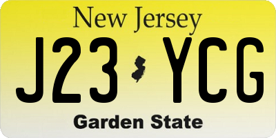 NJ license plate J23YCG