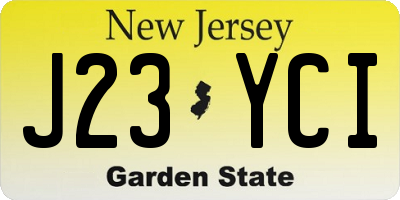 NJ license plate J23YCI