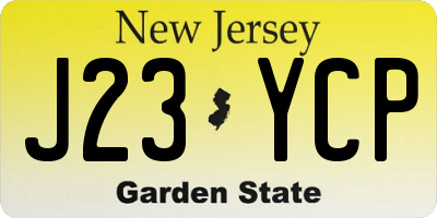 NJ license plate J23YCP