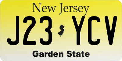 NJ license plate J23YCV