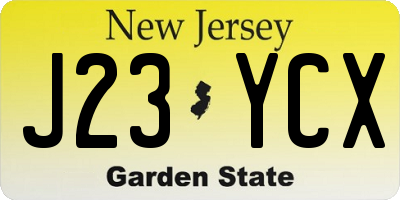 NJ license plate J23YCX