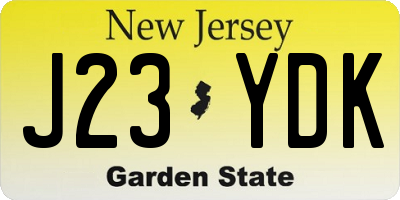 NJ license plate J23YDK