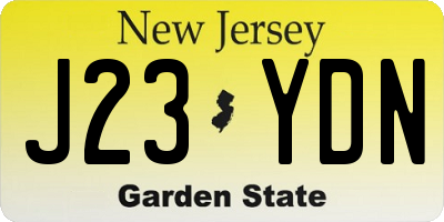 NJ license plate J23YDN