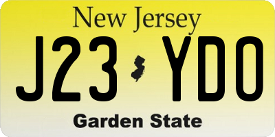 NJ license plate J23YDO