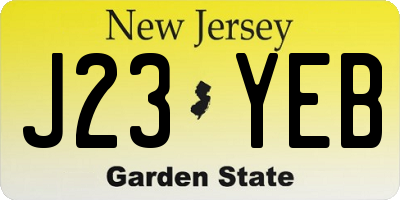 NJ license plate J23YEB