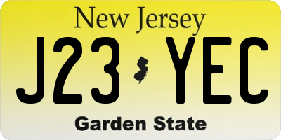 NJ license plate J23YEC