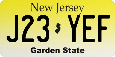 NJ license plate J23YEF