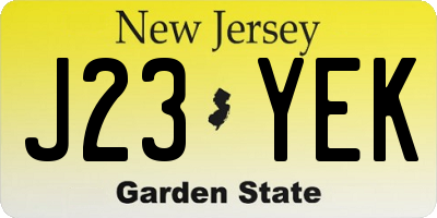 NJ license plate J23YEK
