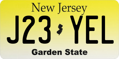 NJ license plate J23YEL