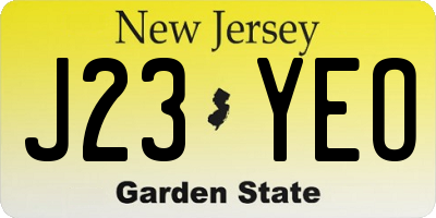NJ license plate J23YEO