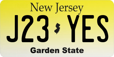 NJ license plate J23YES